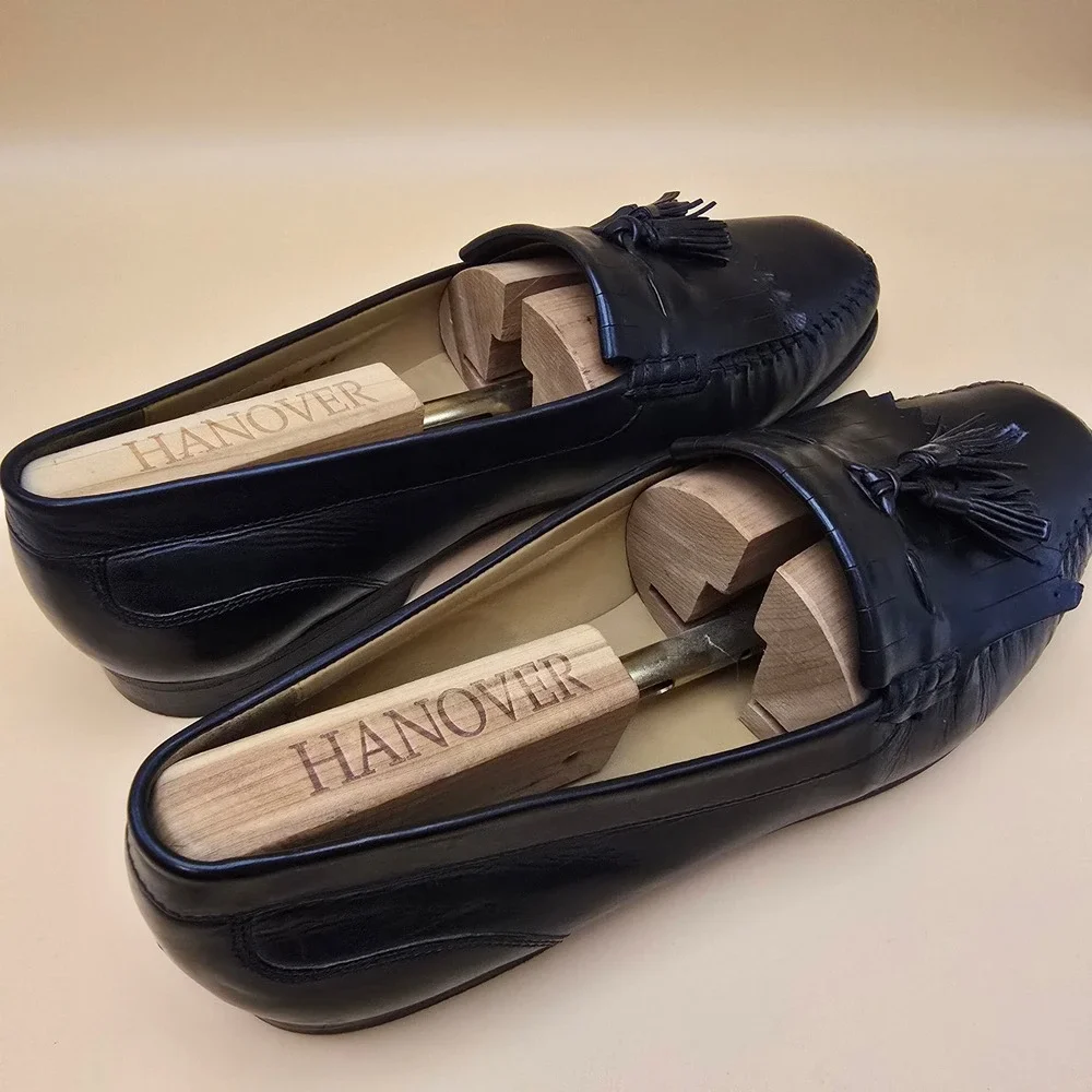 Johnston & Murphy‎ Black Leather Tassel Kiltie Loafers Mens 10W Dress Shoes